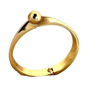Gold Ball Accent Bangle Bracelet Hinge Closure